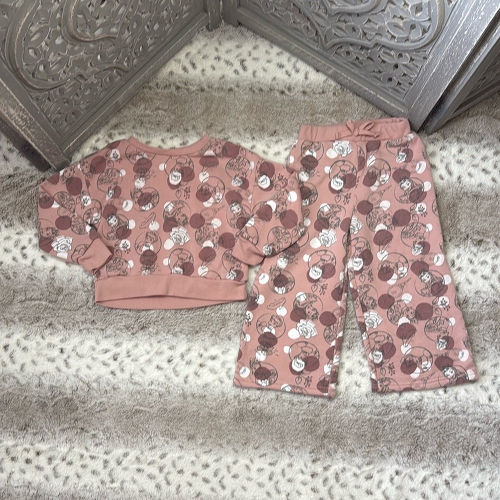 Disney Princess matching set girls 4T pastel floral loungewear Disneyland fall